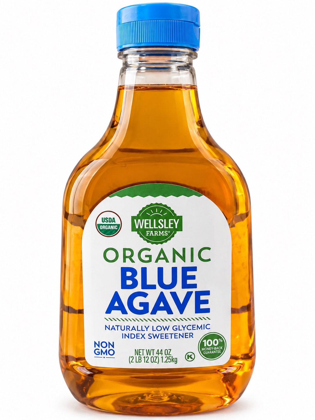 Jarabe de agave azul orgánico Wellsley Farms · 44 oz